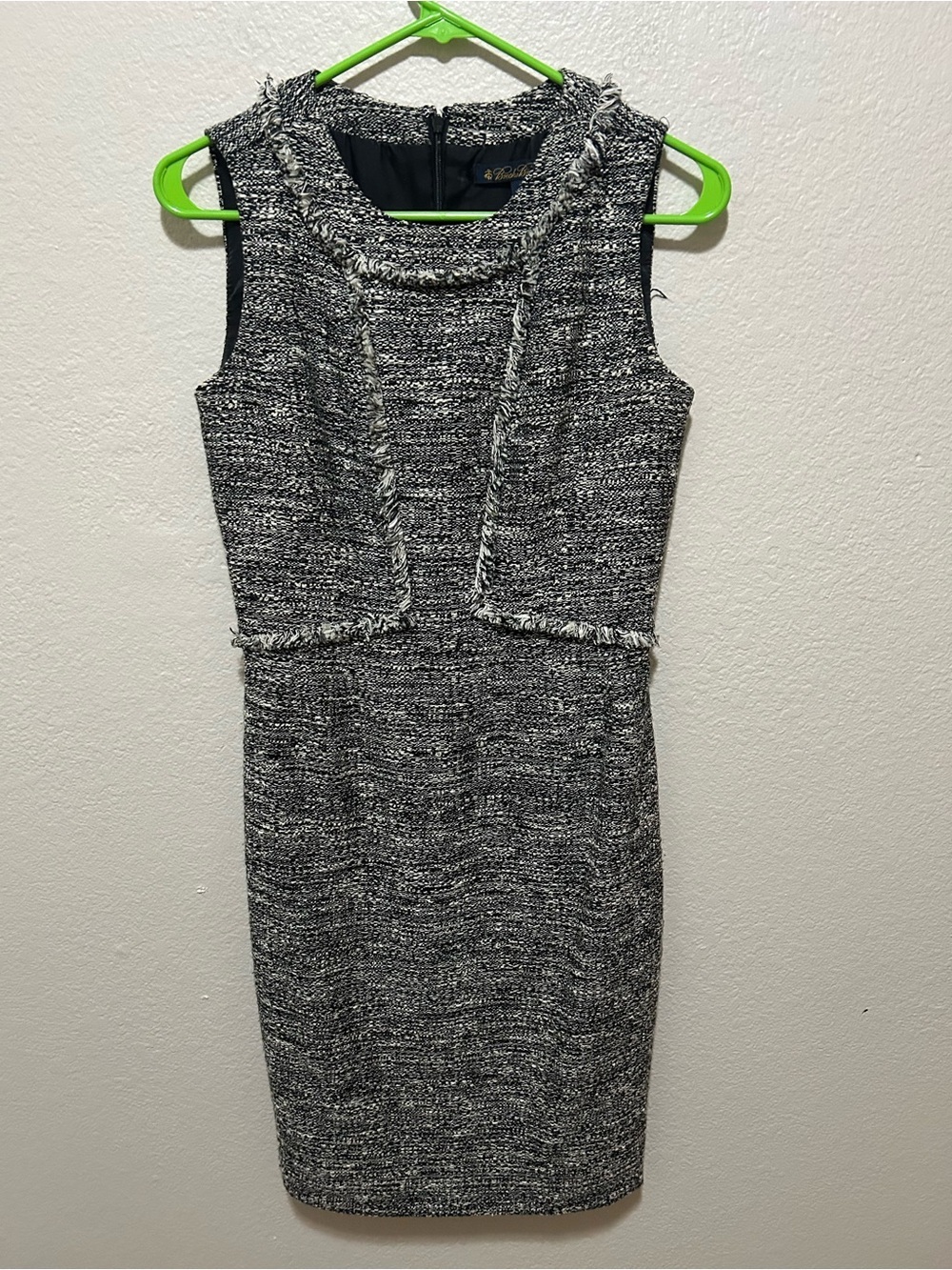 Brooks Brothers Tweed Sheath Dress Fringe Trim Career Office Size 2